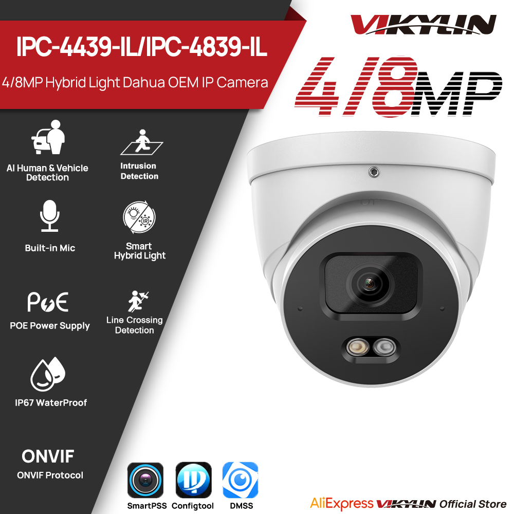 Smart Home X10 - Caméra de sécurité IP VIKYLIN 4/8MP,