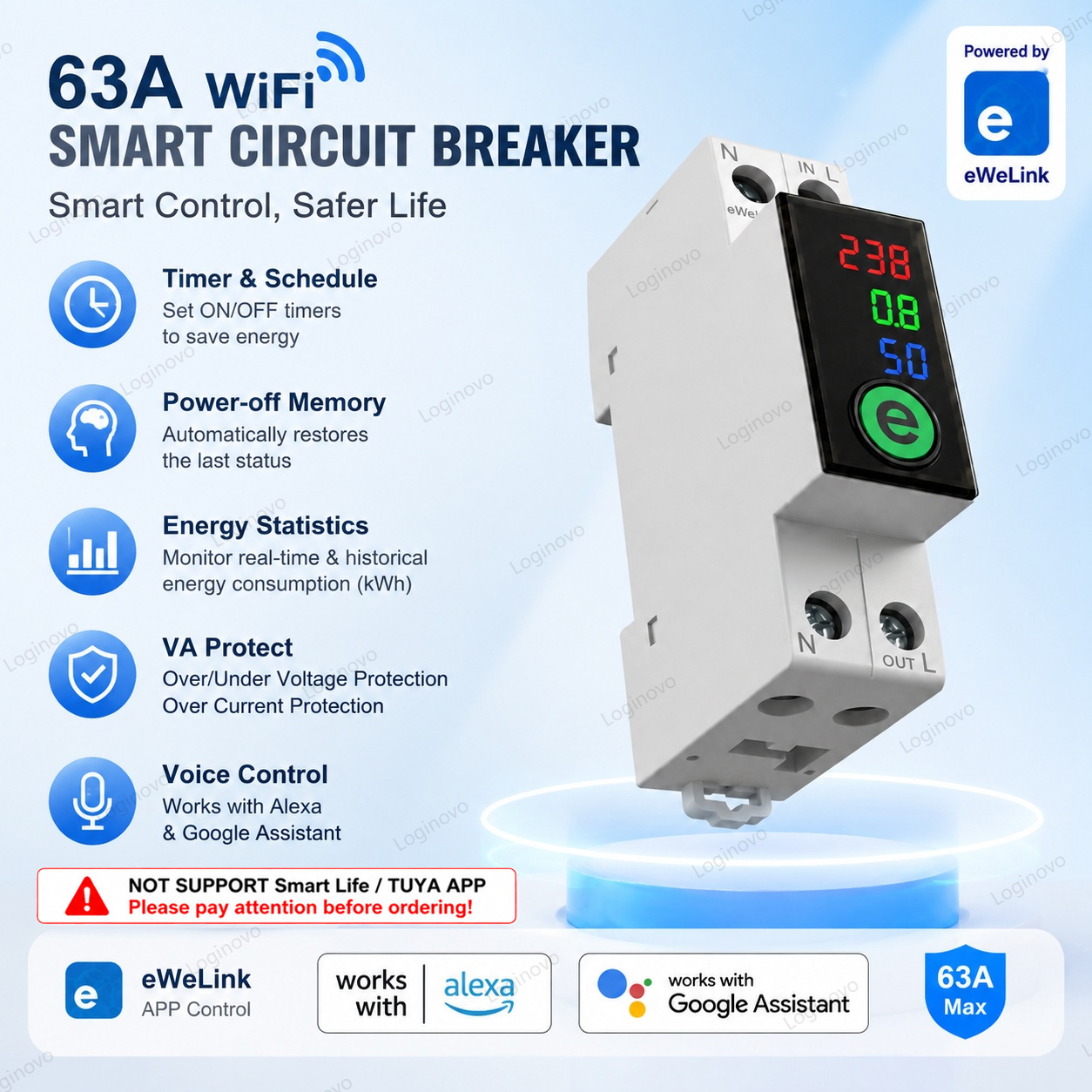 Smart Home Energy Monitor - Disjoncteur intelligent WiFi Ewelink, relais de