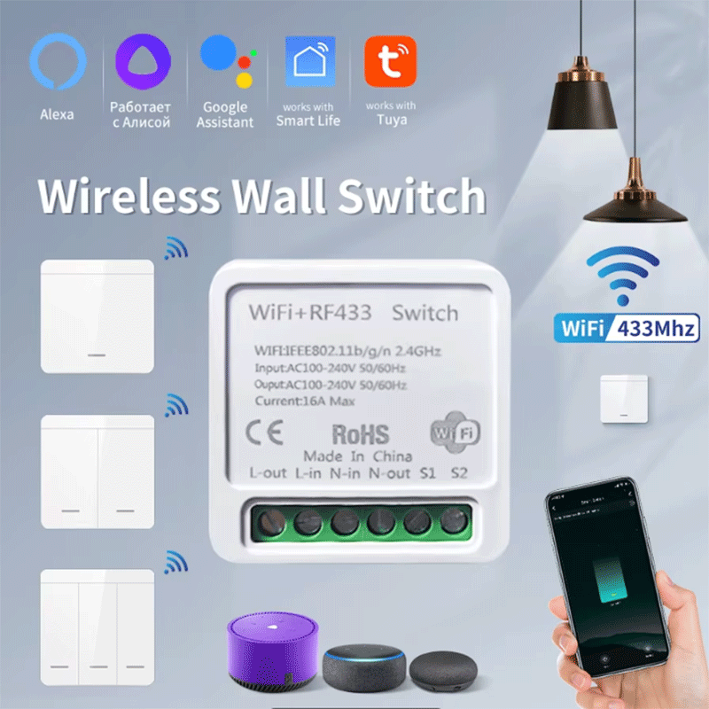 Smart Home Google - Interrupteur intelligent WiFi Tuya, maison intelligente,