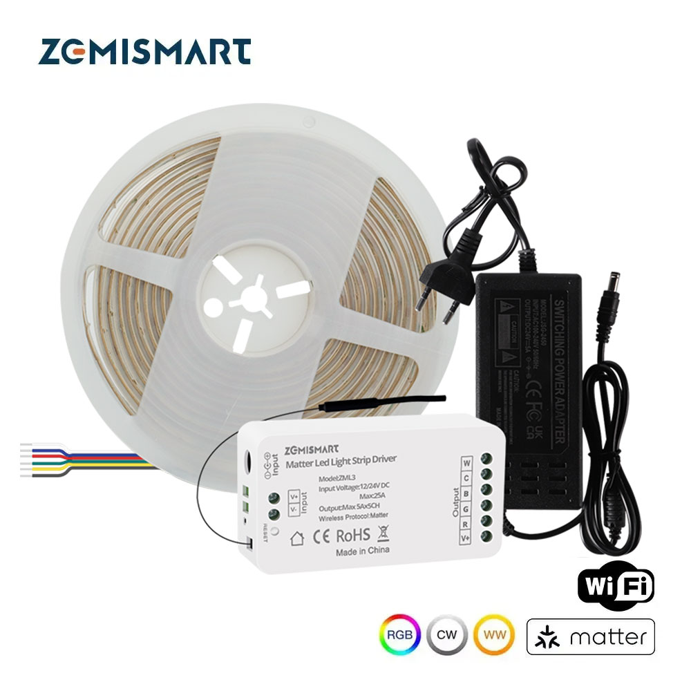 Wifi Led Dimmer - Zemismart-Bande lumineuse LED COB, RGBCW, IP65
