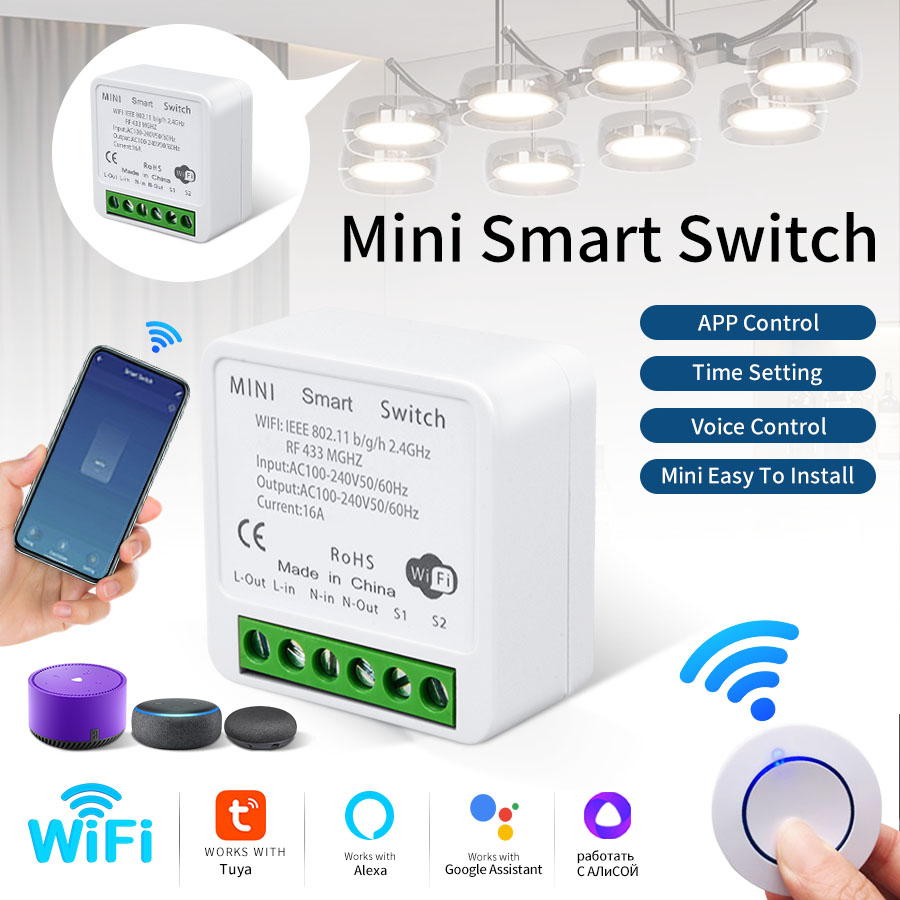 Tuya Smart Switch - Interrupteur intelligent WiFi Tuya RF433Mhz 16A/20A,
