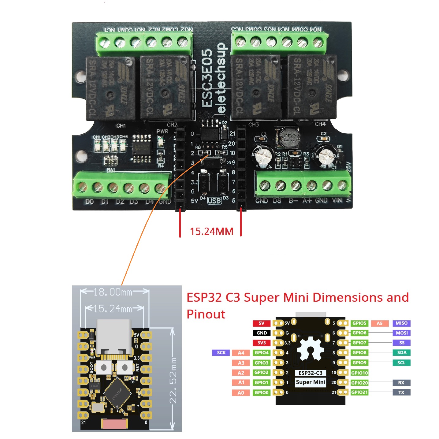 ESP32-C3 WiFi BLE RS485 4 cart - Smart Home With Plc avis et prix