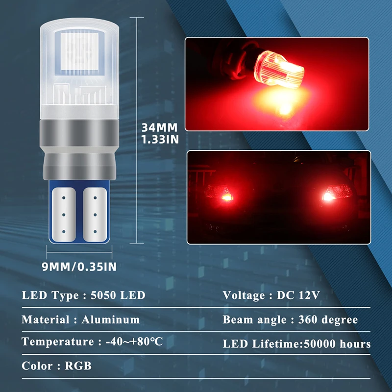 2 pièces/ensemble RGB LED T10  - Voice Control Light Bulb avis et prix